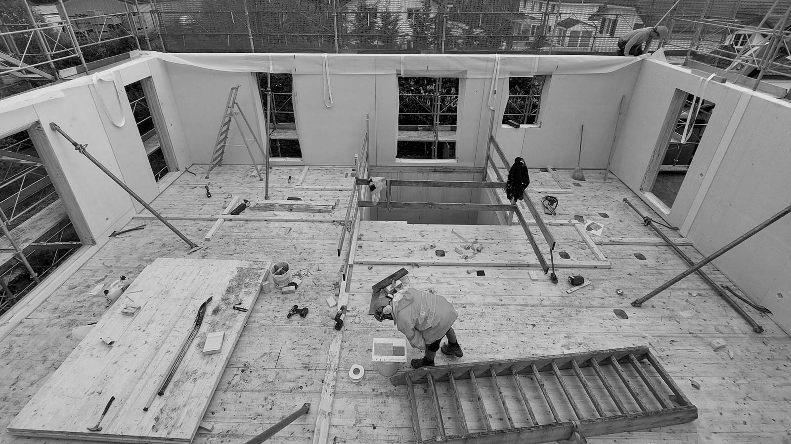 CSDK villa individuelle construction bursinel chantier 3 - Maisons mitoyennes séparées par deux garages - CSDK villa individuelle construction bursinel chantier 3